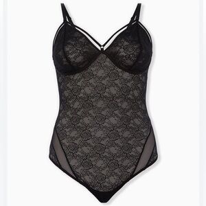 Torrid Black Lace & Mesh Strappy Bodysuit 3X